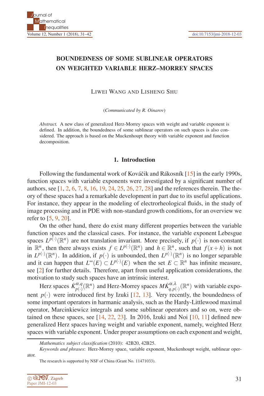 (PDF) Boundedness of some sublinear operators on weighted variable Herz