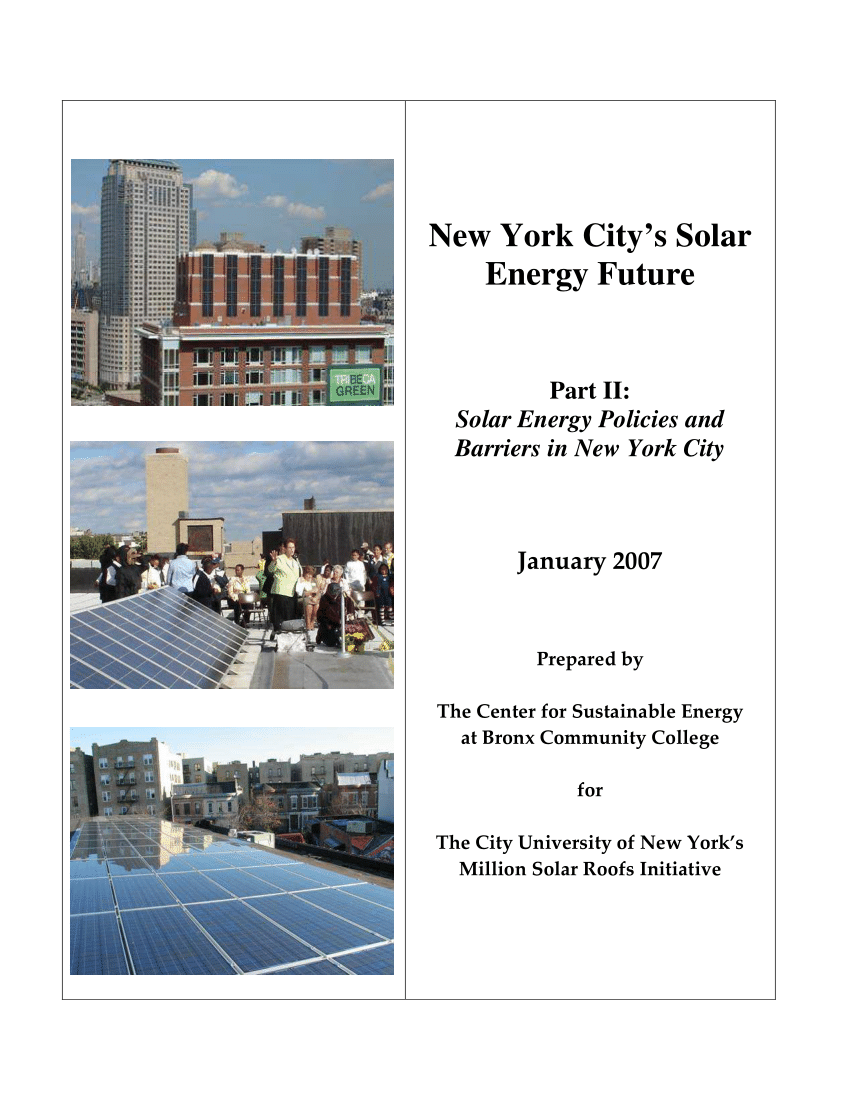PDF) New York City's Solar Energy Future, Part II: Solar energy ...