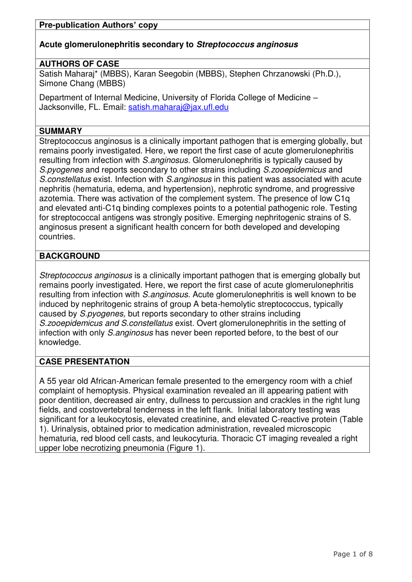 glomerulonephritis case study pdf