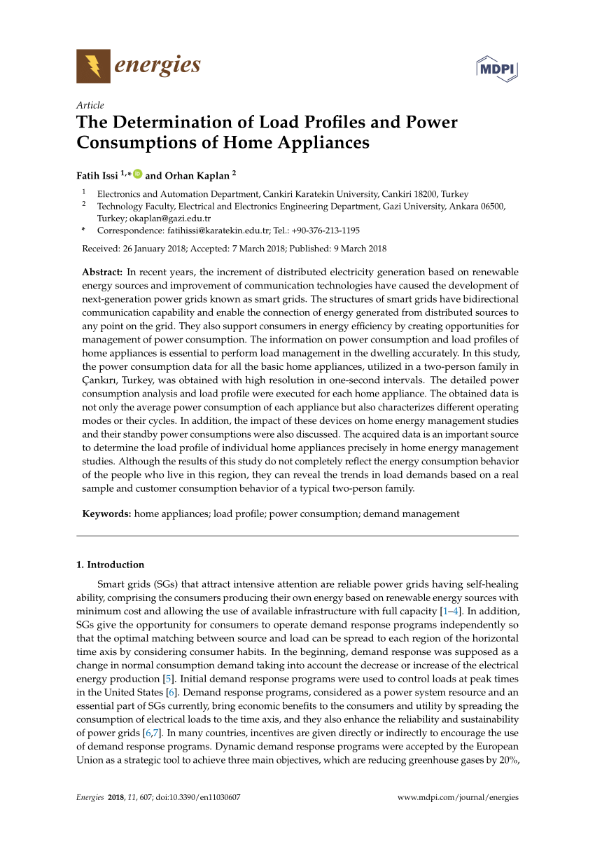 Pdf The Determination Of Load Profiles And Power Consumptions Of Home Appliances