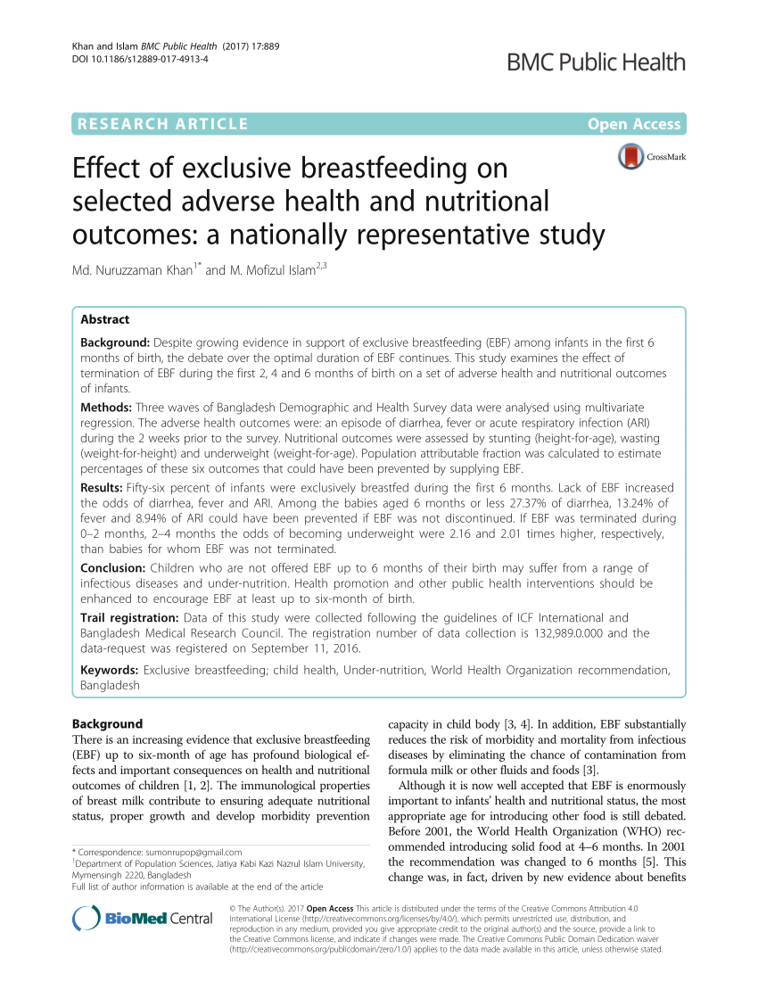 research hypothesis on exclusive breastfeeding