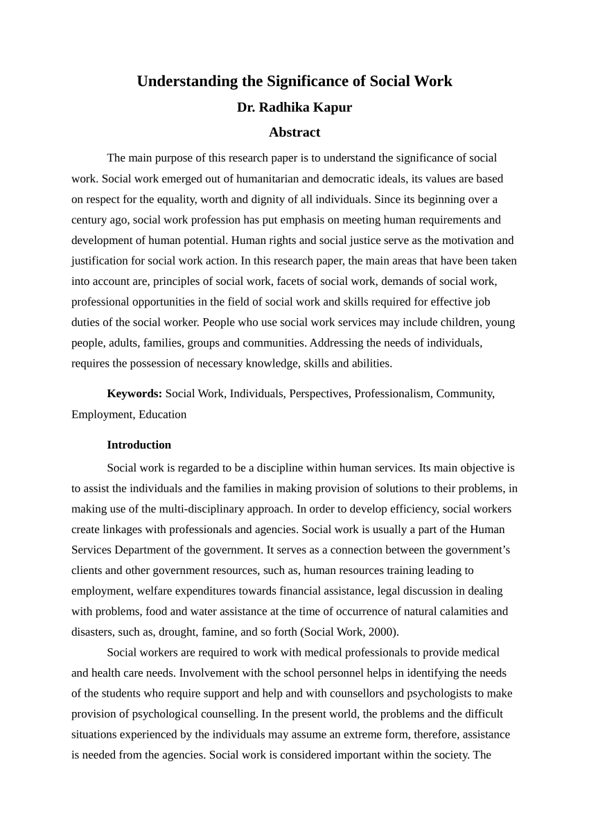 social work research paper example