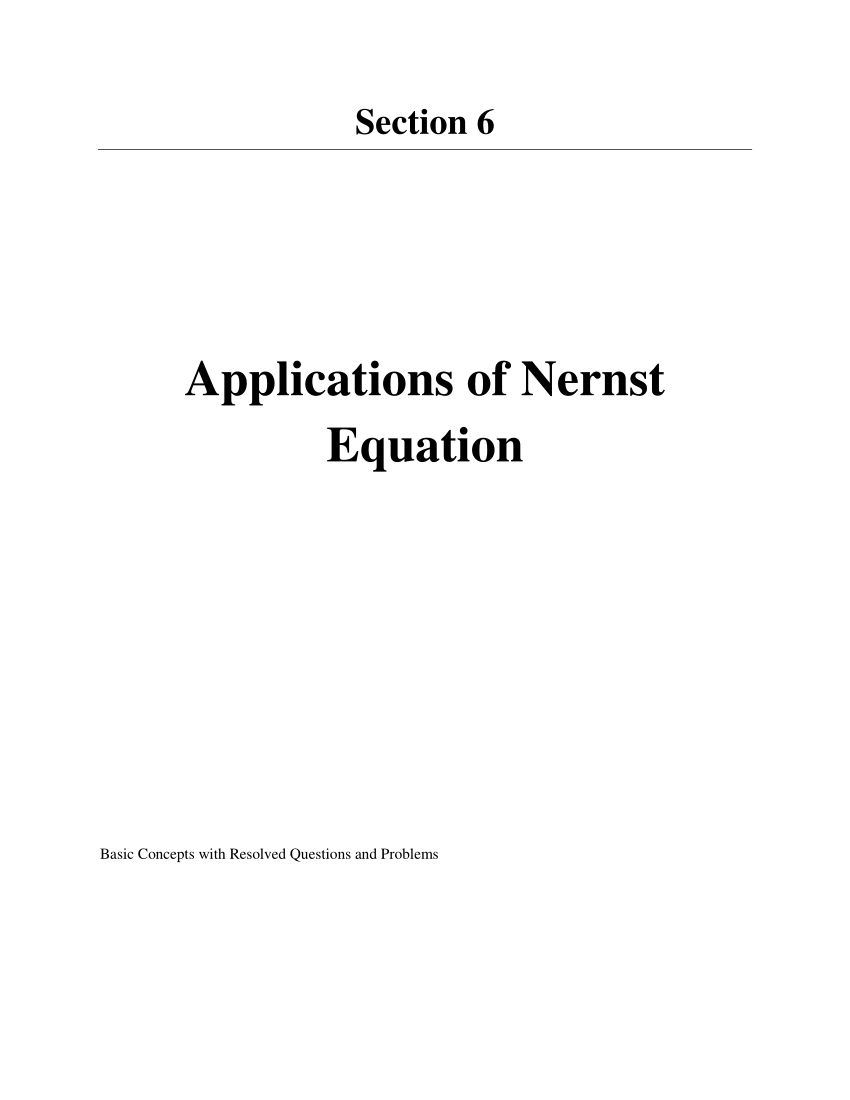 using the nernst equation