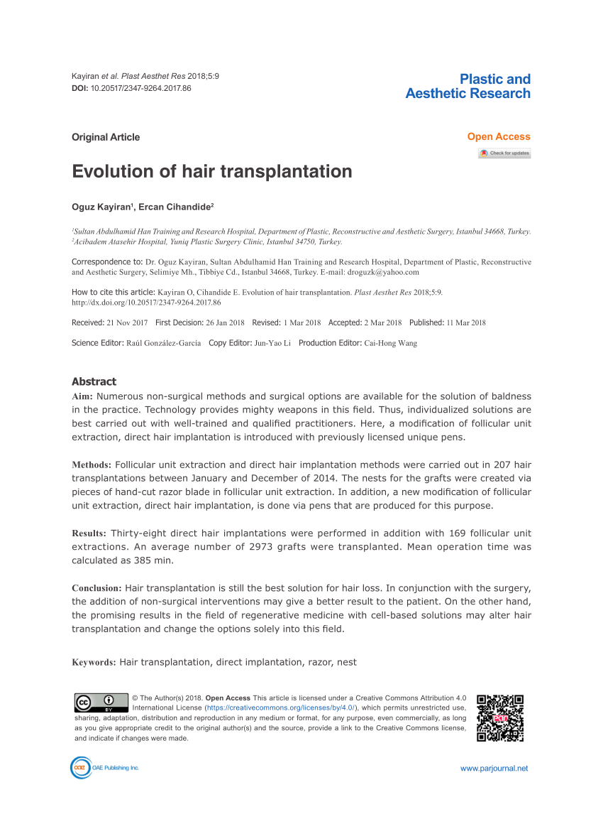 PDF) Evolution of Hair Transplantation