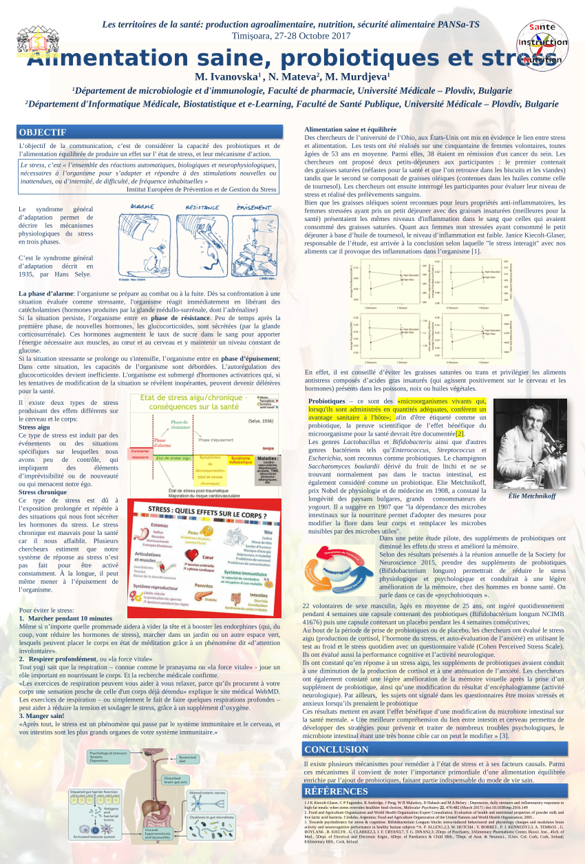 Pdf Alimentation Saine Probiotiques Et Stress