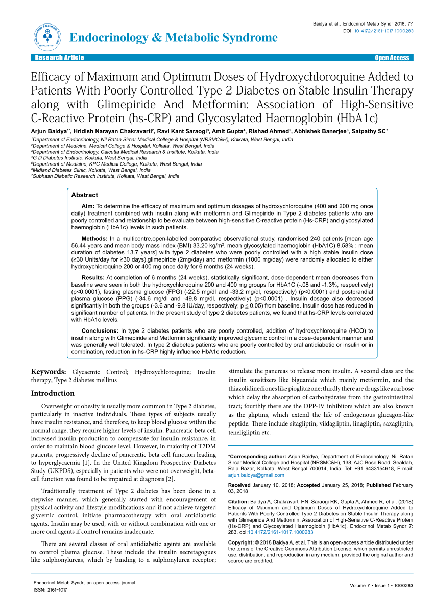 (PDF) Efficacy of Maximum and Optimum Doses of Hydroxychloroquine Added ...