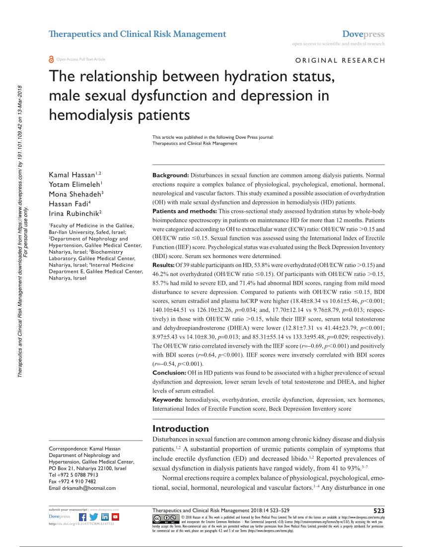 PDF The relationship between hydration status male sexual