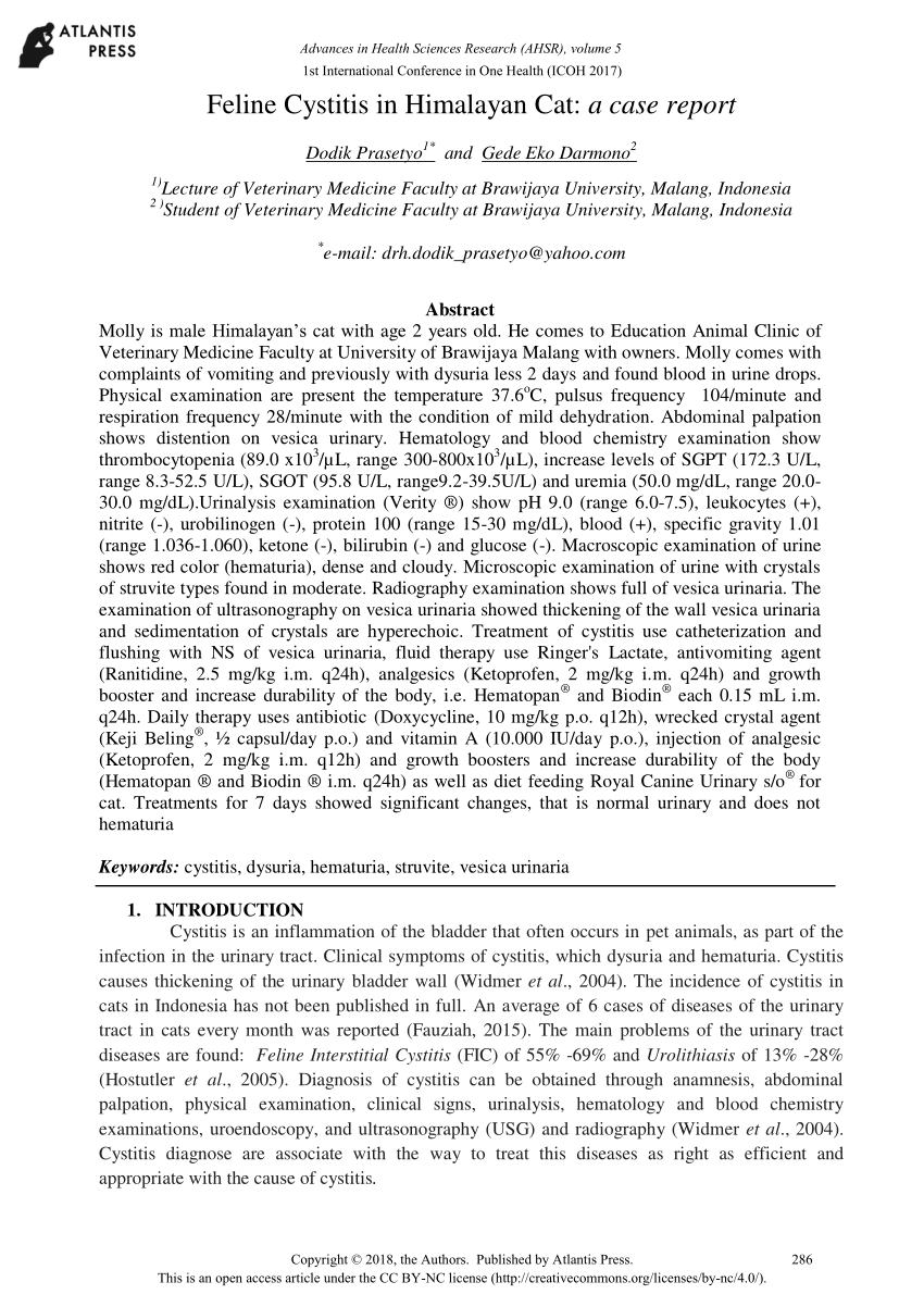 PDF) Feline Cystitis in Himalayan Cats : a Case Report