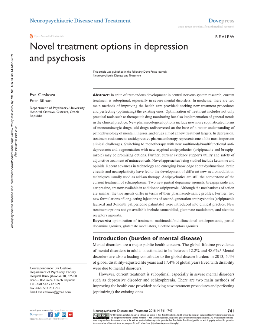 PDF) Novel treatment options in depression and psychosis