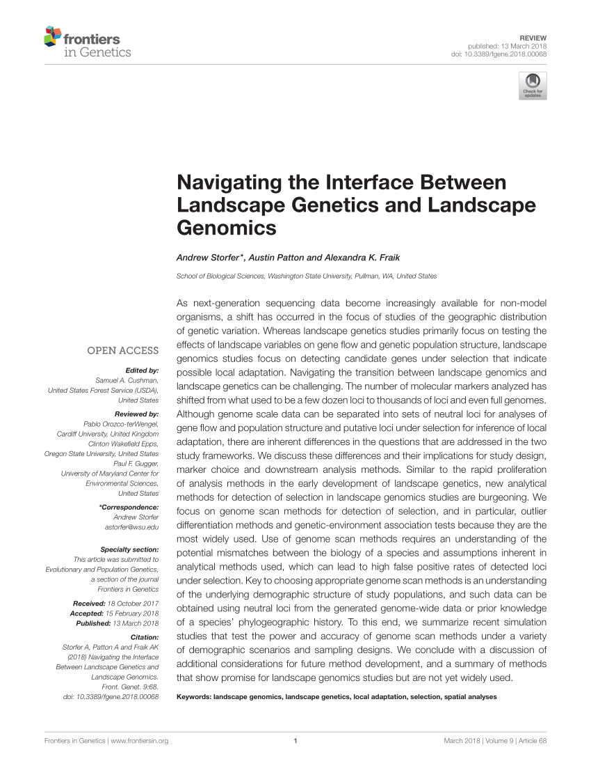 PDF) Navigating the Interface Between Landscape Genetics and 