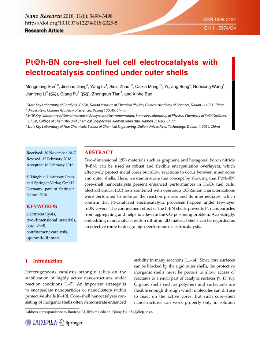 PDF) Pt@h-BN core–shell fuel cell electrocatalysts with 