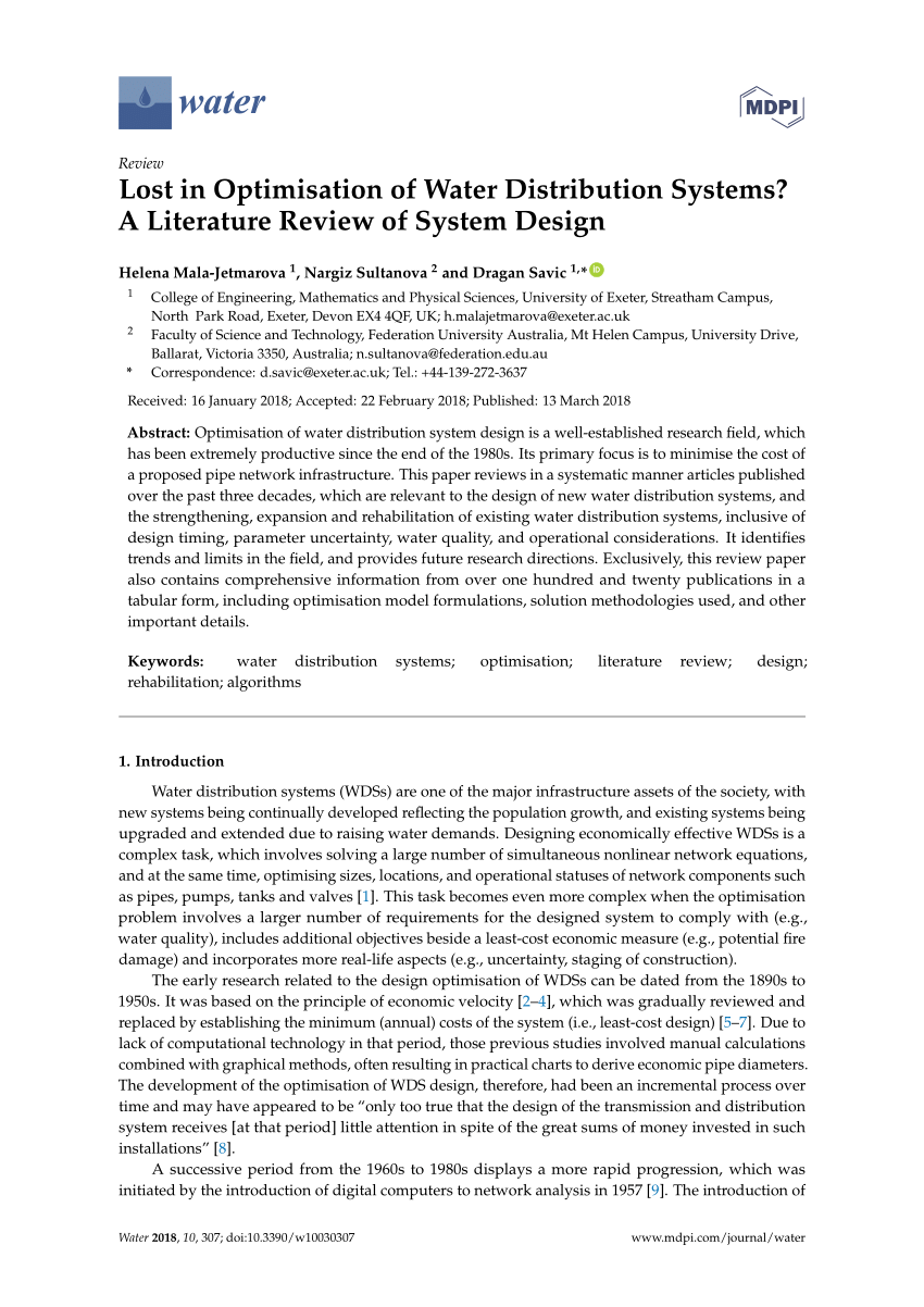 literature review on water analysis pdf