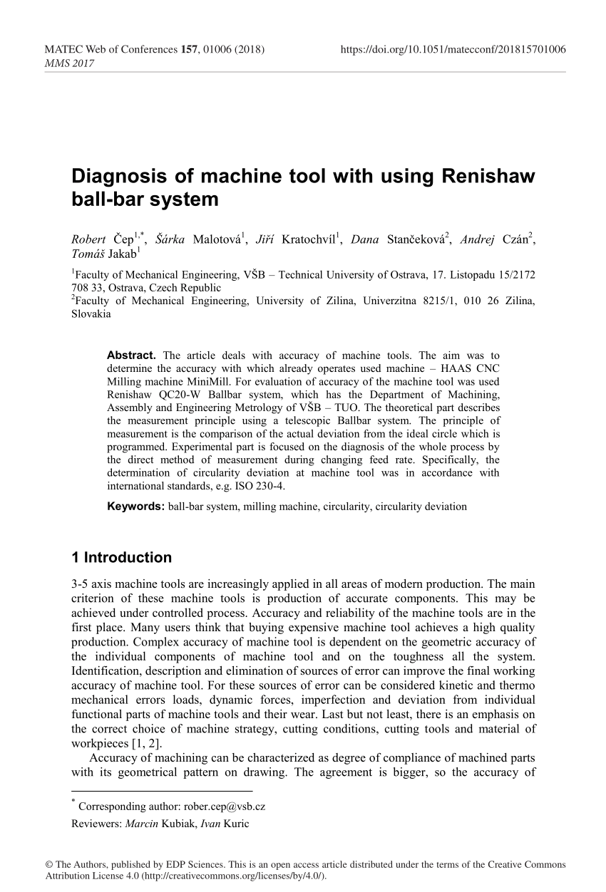 (PDF) Diagnosis of machine tool with using Renishaw ball-bar system