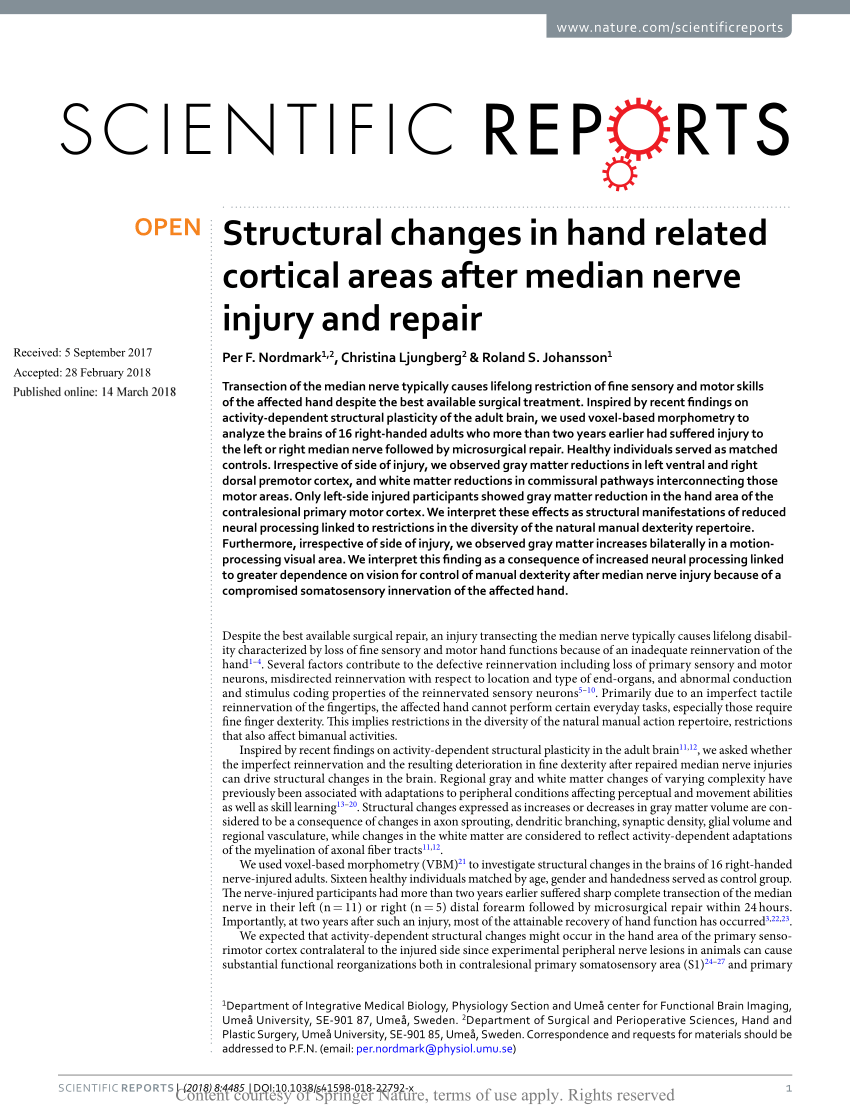 PDF) Structural changes in hand related cortical areas after ...