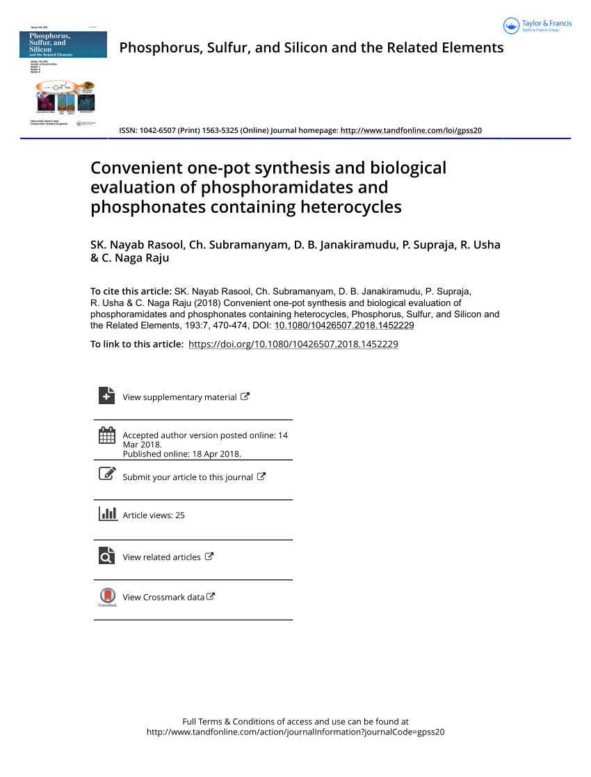 Pdf Convenient One Pot Synthesis And Biological Evaluation Of Phosphoramidates And Phosphonates Containing Heterocycles