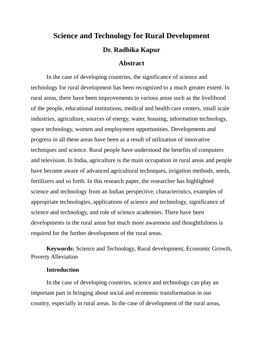 research paper about science and technology