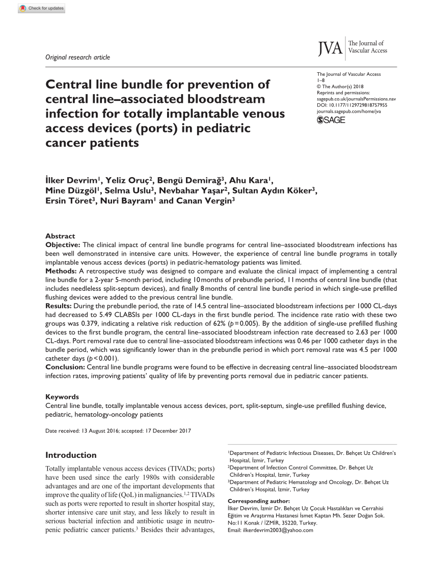 (PDF) Central line bundle for prevention of central line