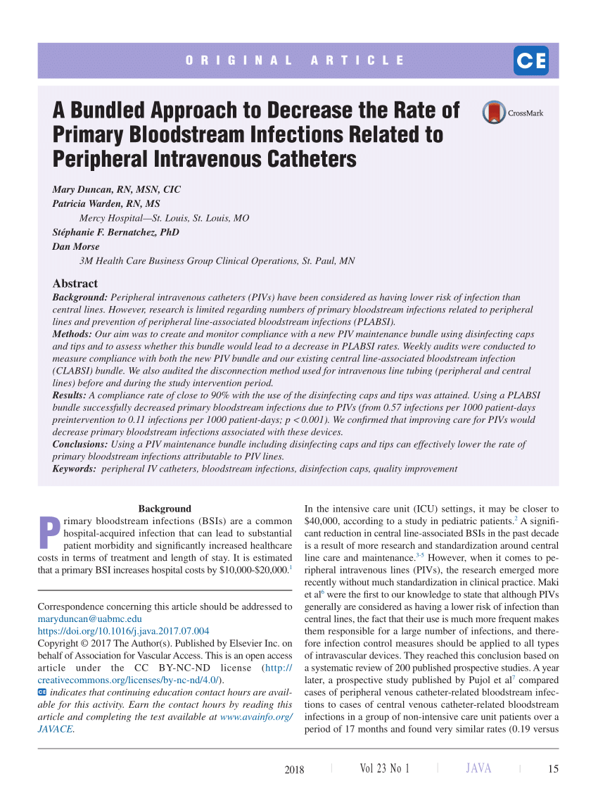 (pdf) A Bundled Approach To Decrease The Rate Of Primary Bloodstream 