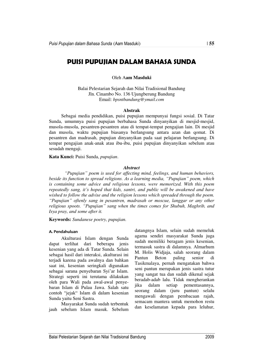 Pdf Puisi Pupujian Dalam Bahasa Sunda