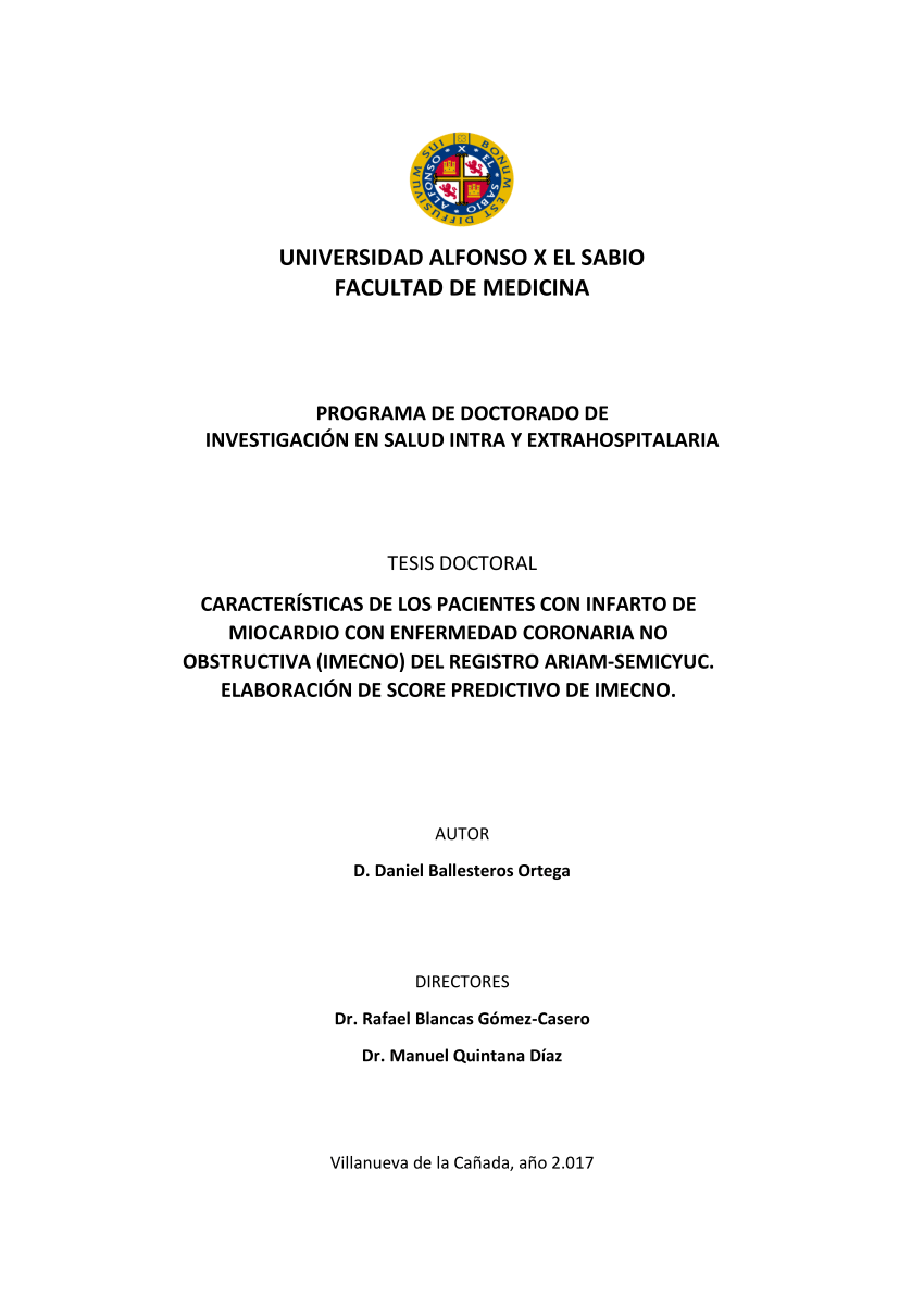 (PDF) CARACTERÍSTICAS DE LOS PACIENTES CON INFARTO DE MIOCARDIO CON ...