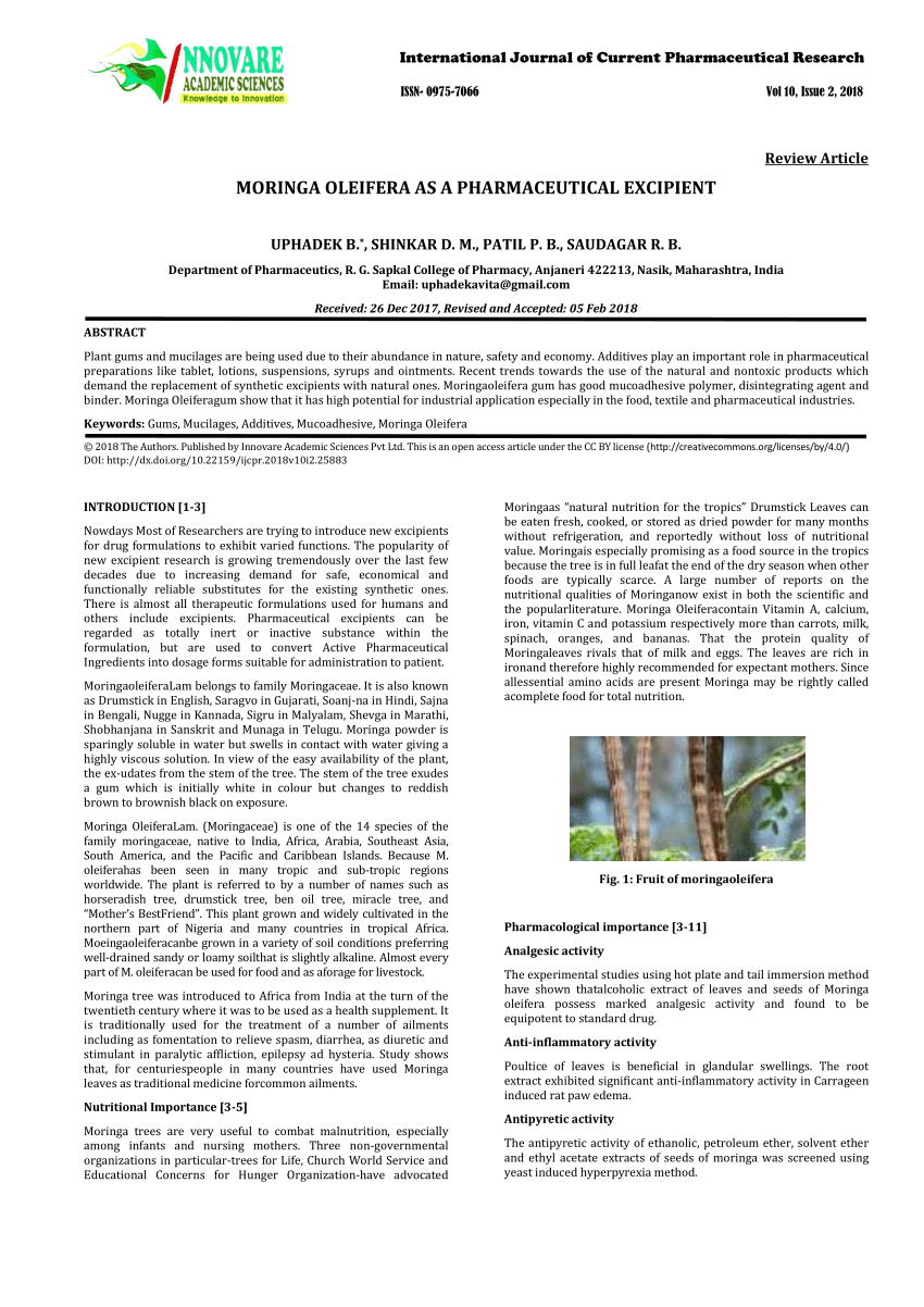literature review on moringa oleifera pdf free download
