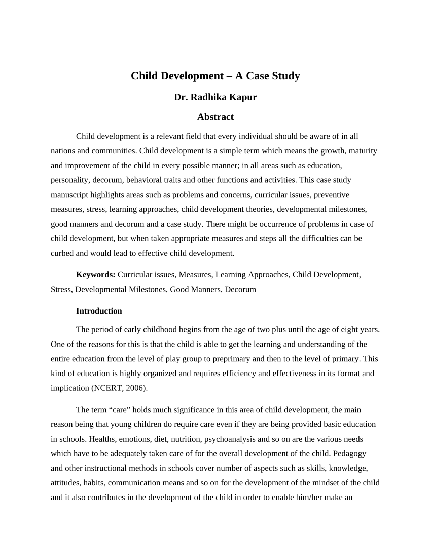 child development case study of 5 year old
