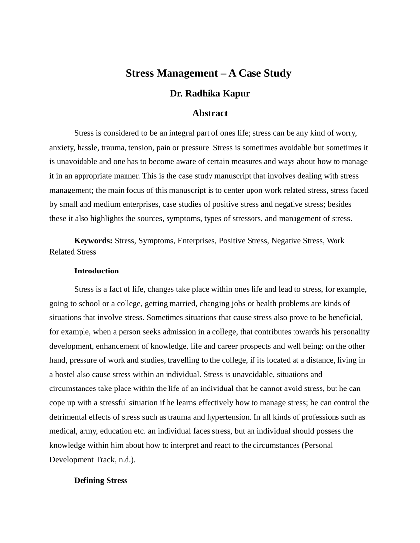 stress management of students research paper