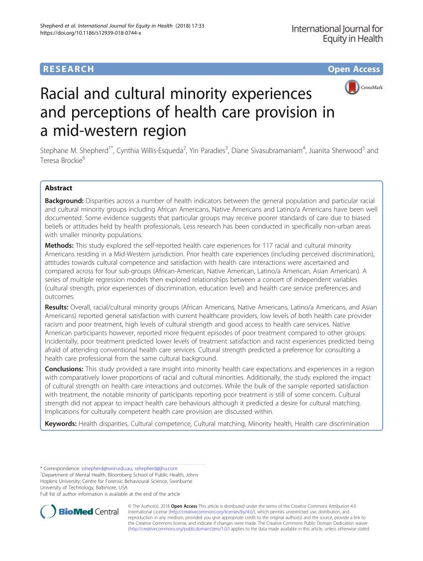 PDF) Racial and cultural minority experiences and perceptions of