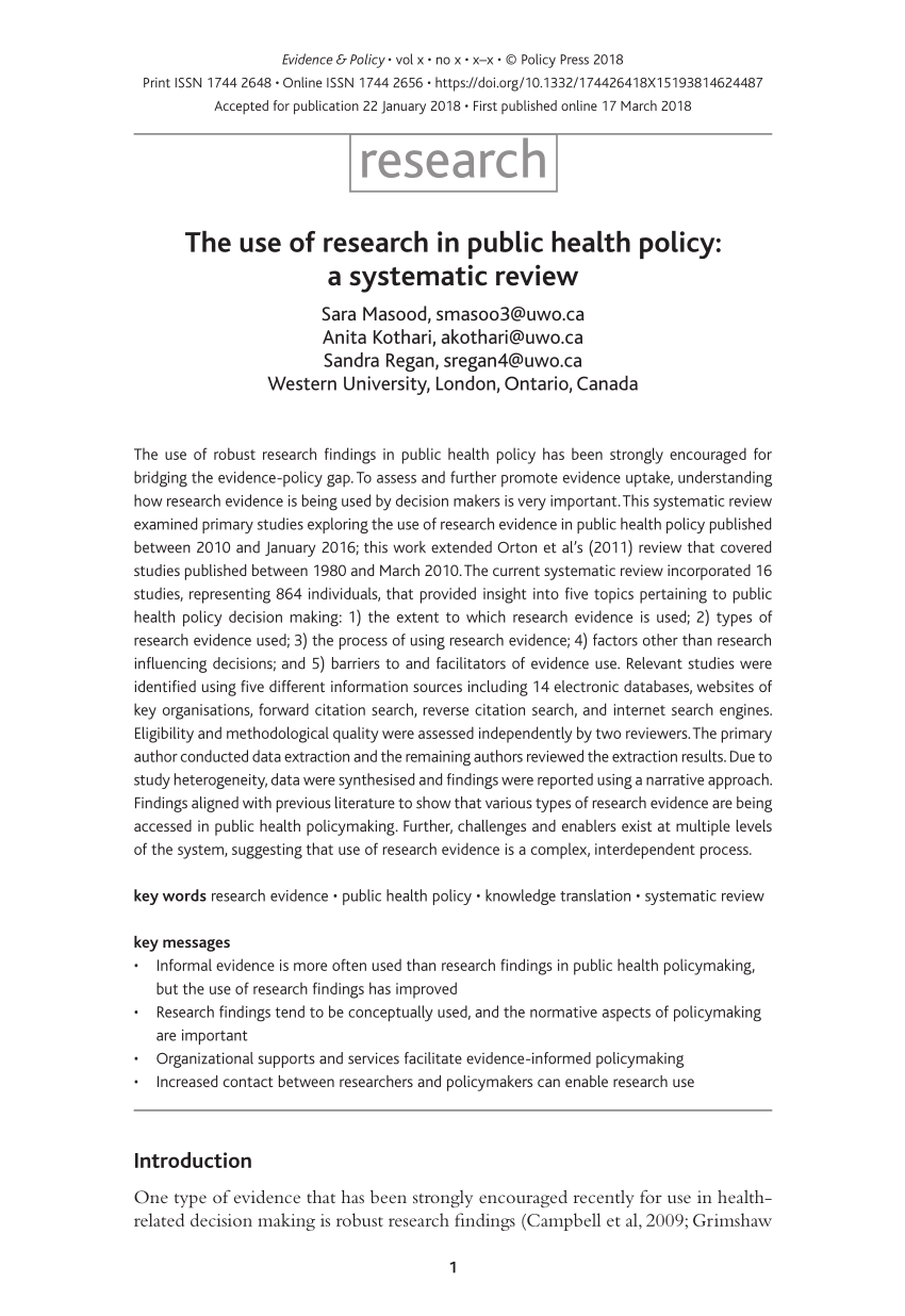 public health policy essay