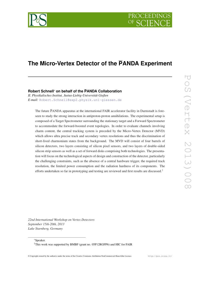 Pdf The Micro Vertex Detector Of The Panda Experiment