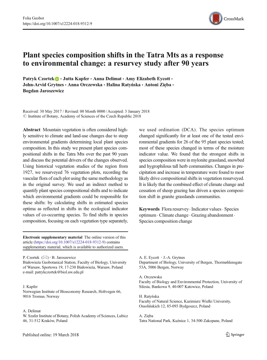 literature review on species composition