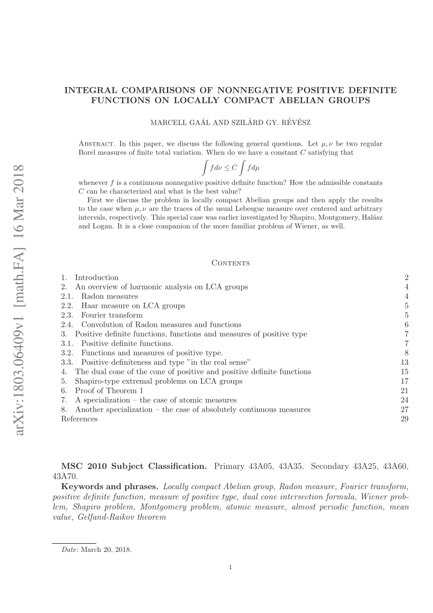 pdf) integral comparisons of nonnegative positive definite functions