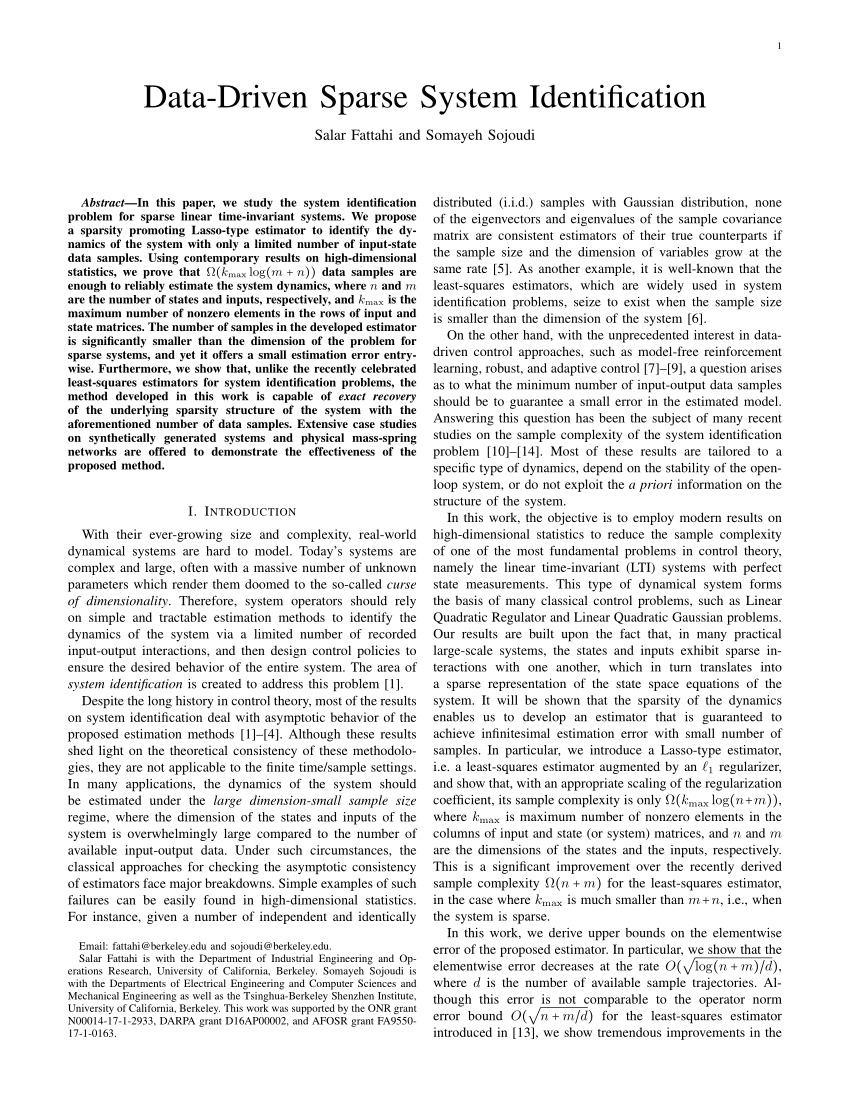 (PDF) Data-Driven Sparse System Identification