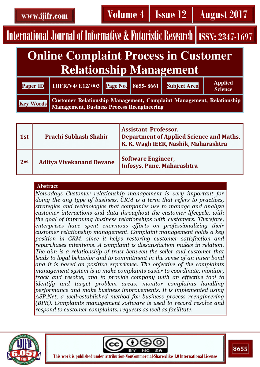PDF) Online complaint process in customer relationship management