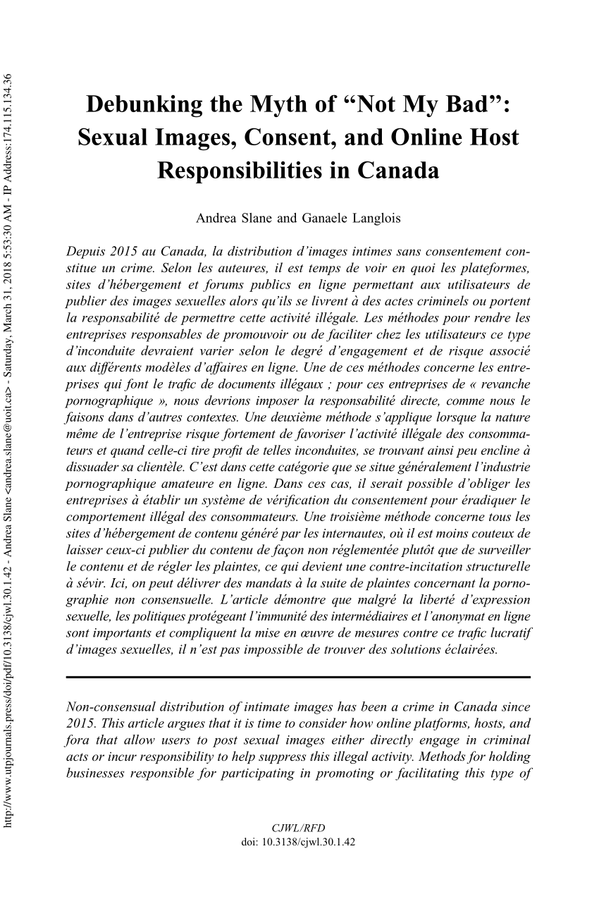 PDF) Debunking the Myth of “Not My Bad” Sexual Images, Consent, and Online Host Responsibilities in Canada photo