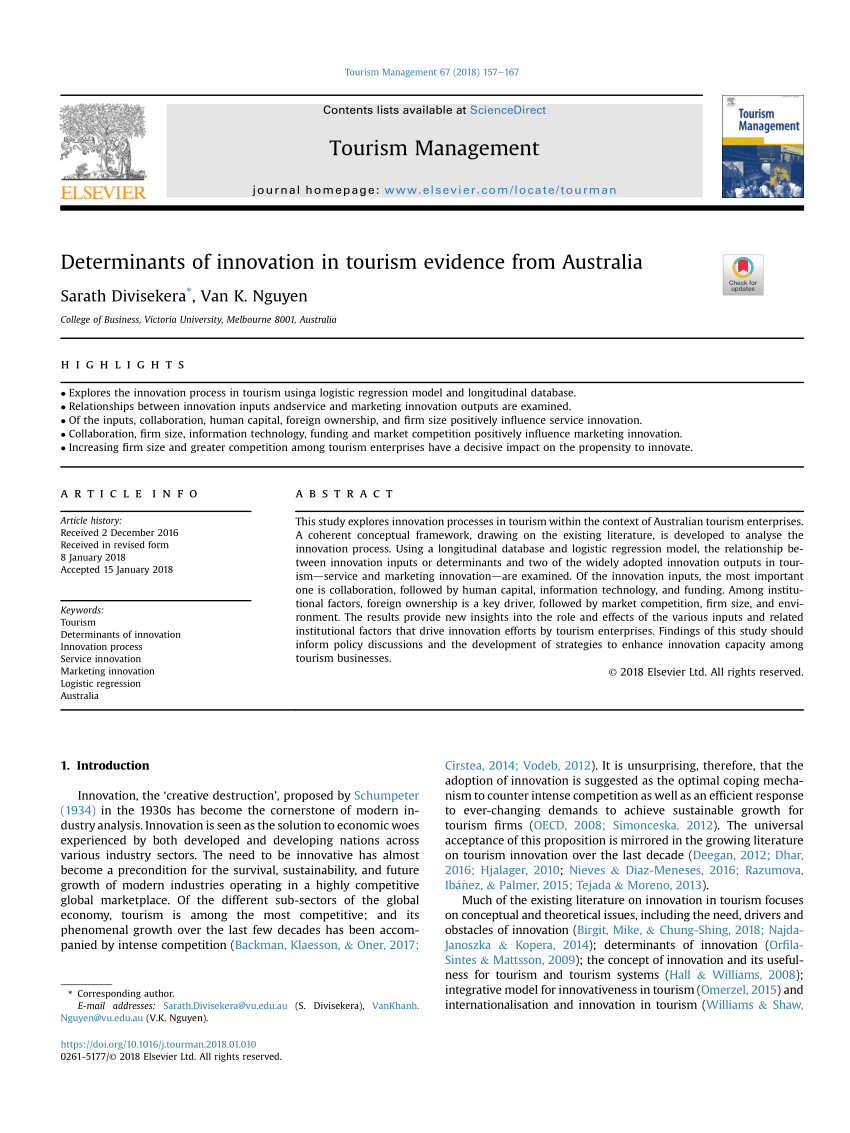 pdf-determinants-of-innovation-in-tourism-evidence-from-australia