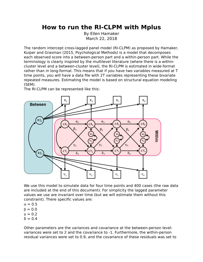 PDF) How to run the RI-CLPM with Mplus