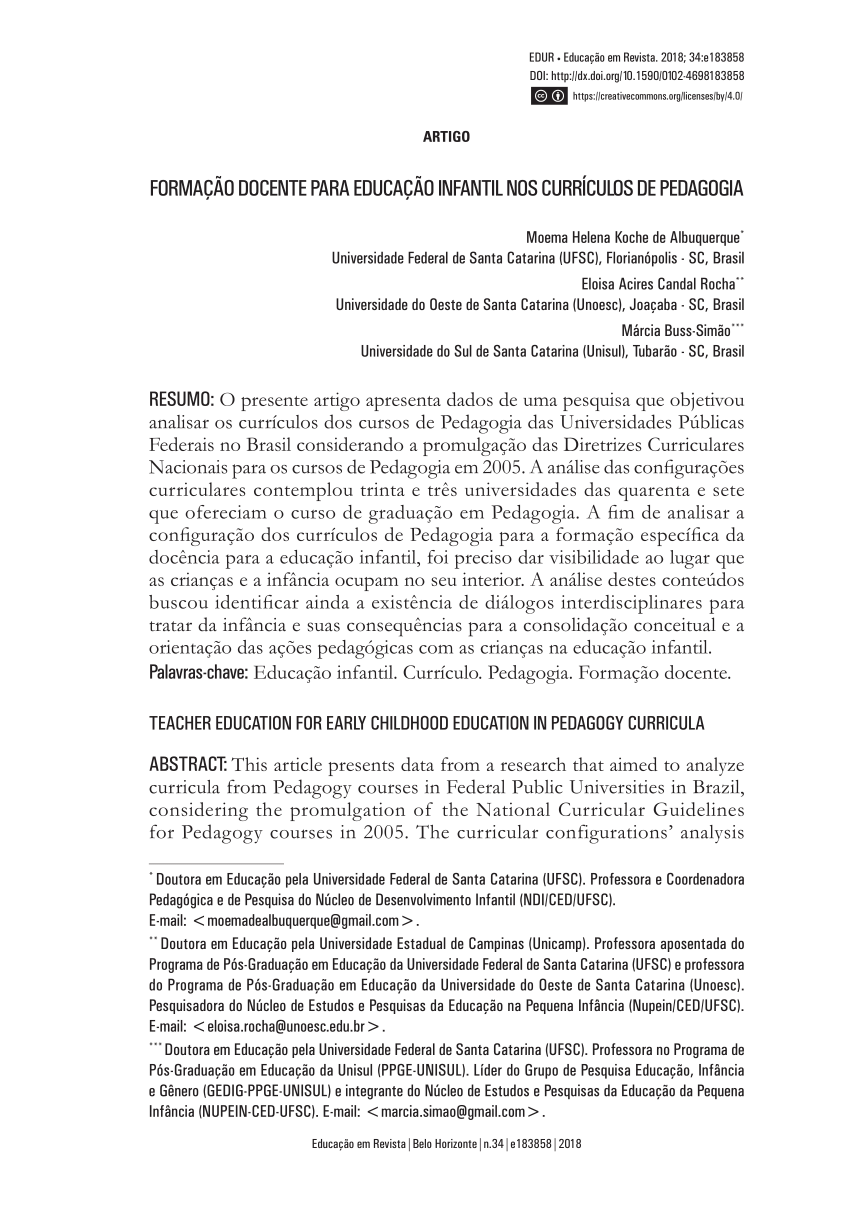 Formação de professores, currículo e práticas pedagógicas