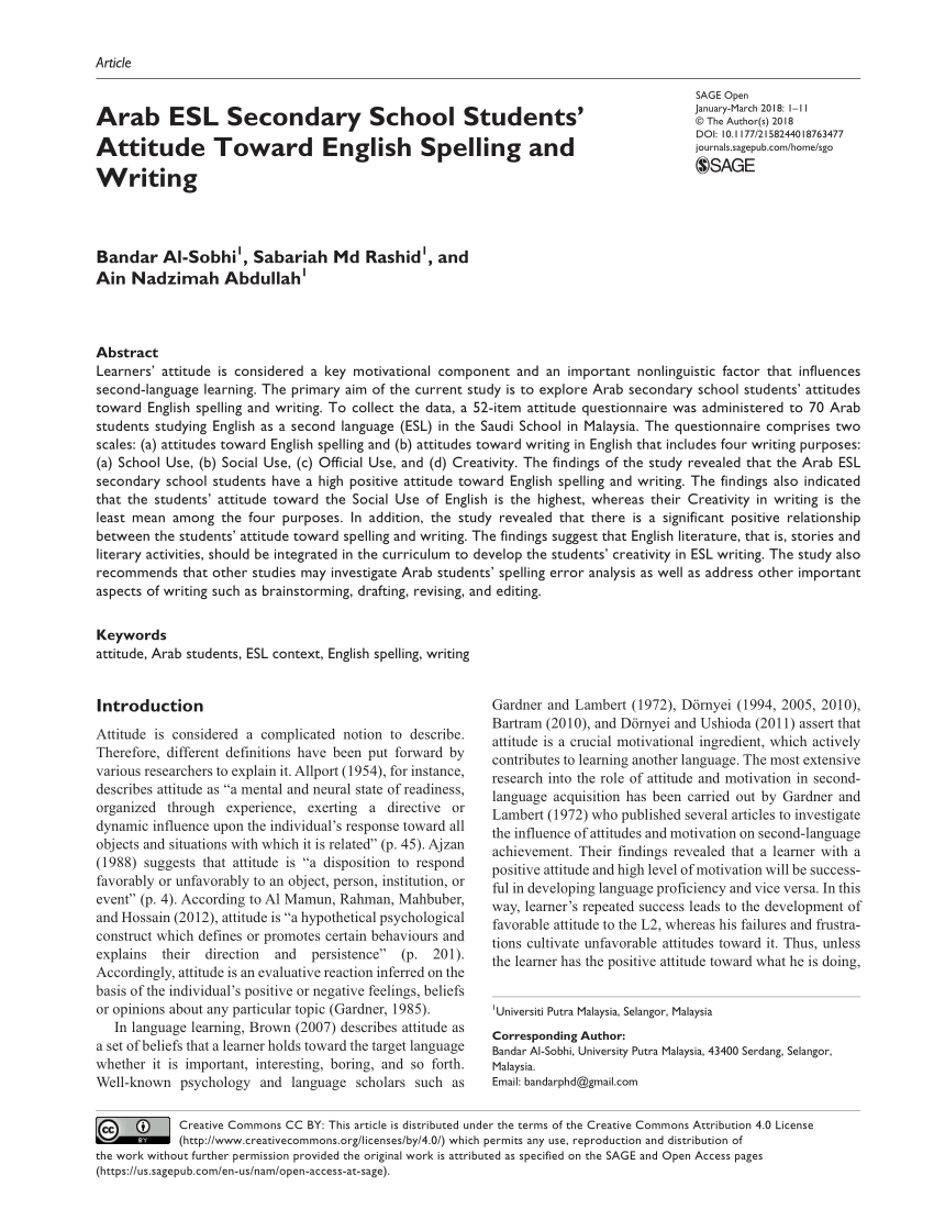 The impact of English orthography on Arab EFL learners