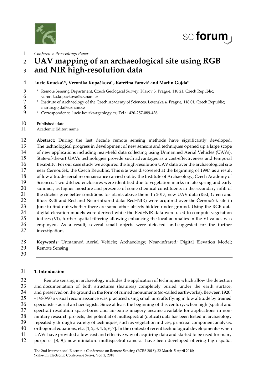 PDF) UAV mapping of an archaelogical site using RGB and NIR high ...