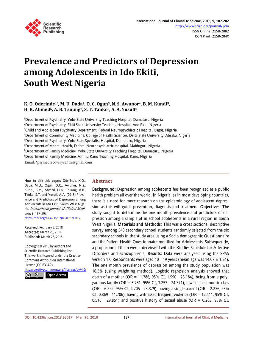 depression on students research paper