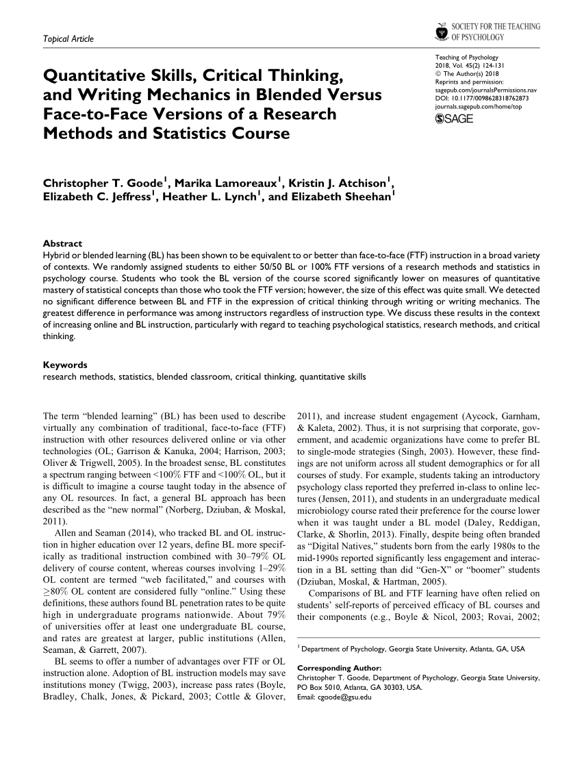 critical thinking in quantitative research