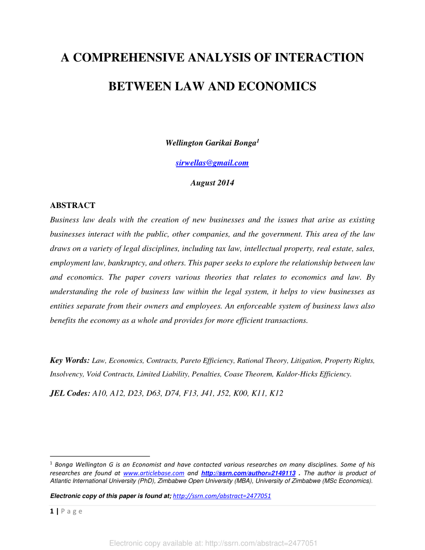 research paper on law and economics