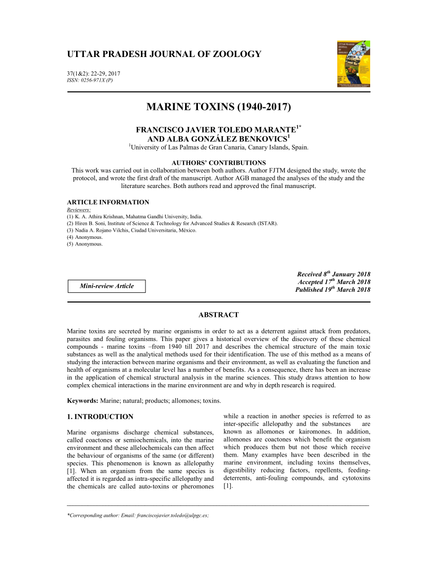 (PDF) MARINE TOXINS (1940-2017)