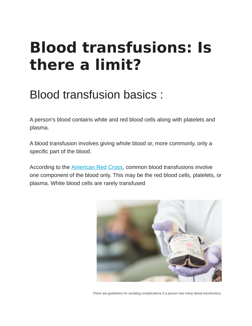 Pdf Blood Transfusions Is There A Limit