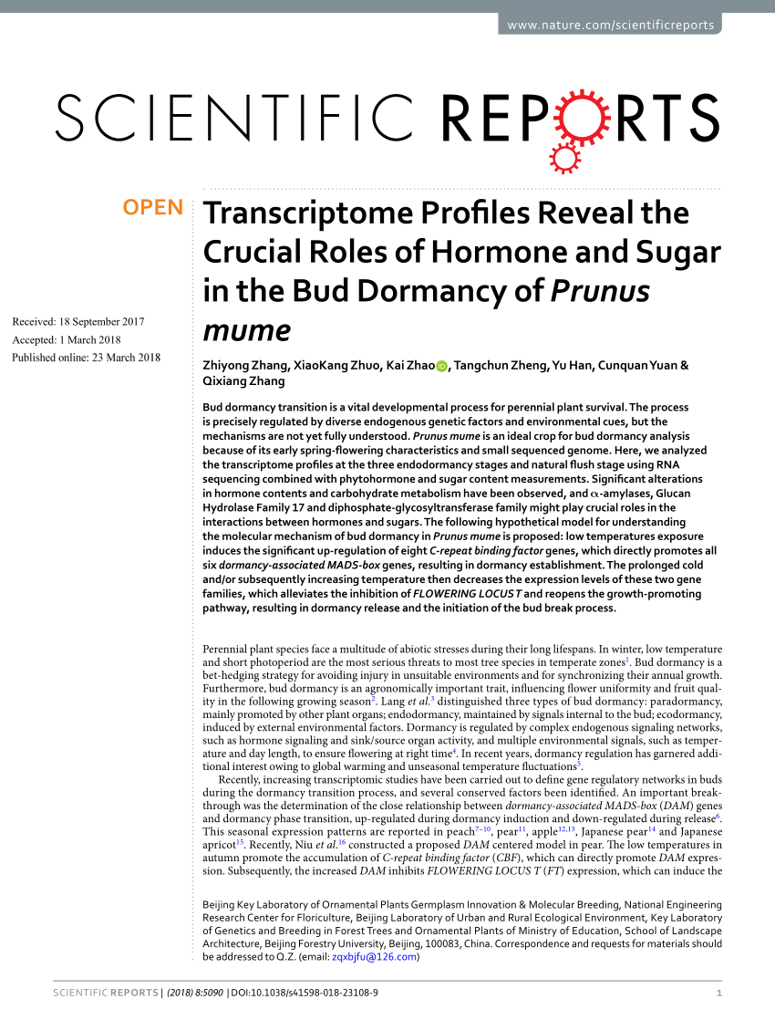 PDF) Transcriptome Profiles Reveal the Crucial Roles of Hormone 