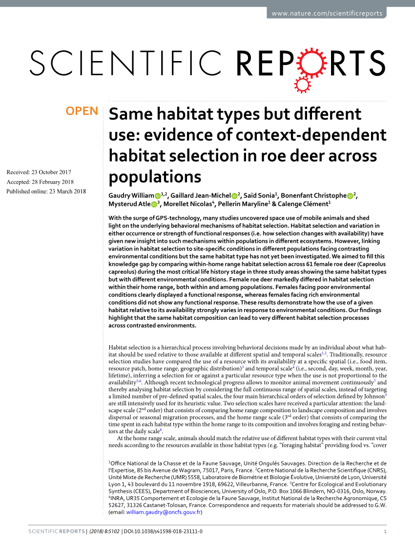 PDF) Same habitat types but different use: Evidence of context ...