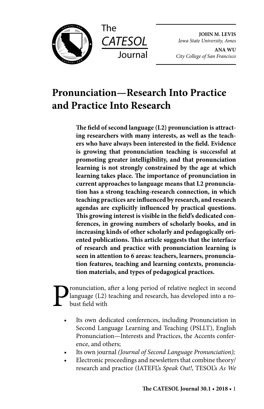 PDF Survey Of The Teaching Of Pronunciation