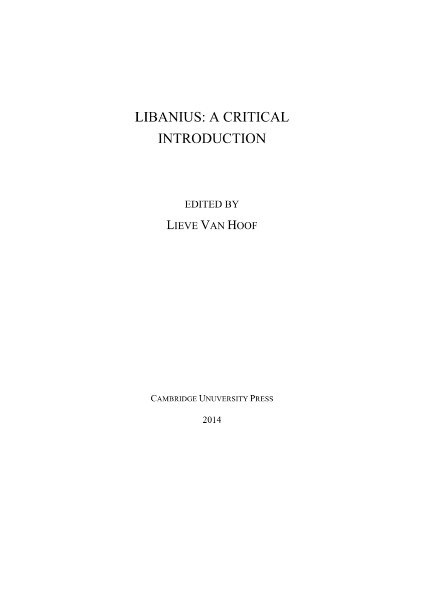 A Critical Introduction Libanius