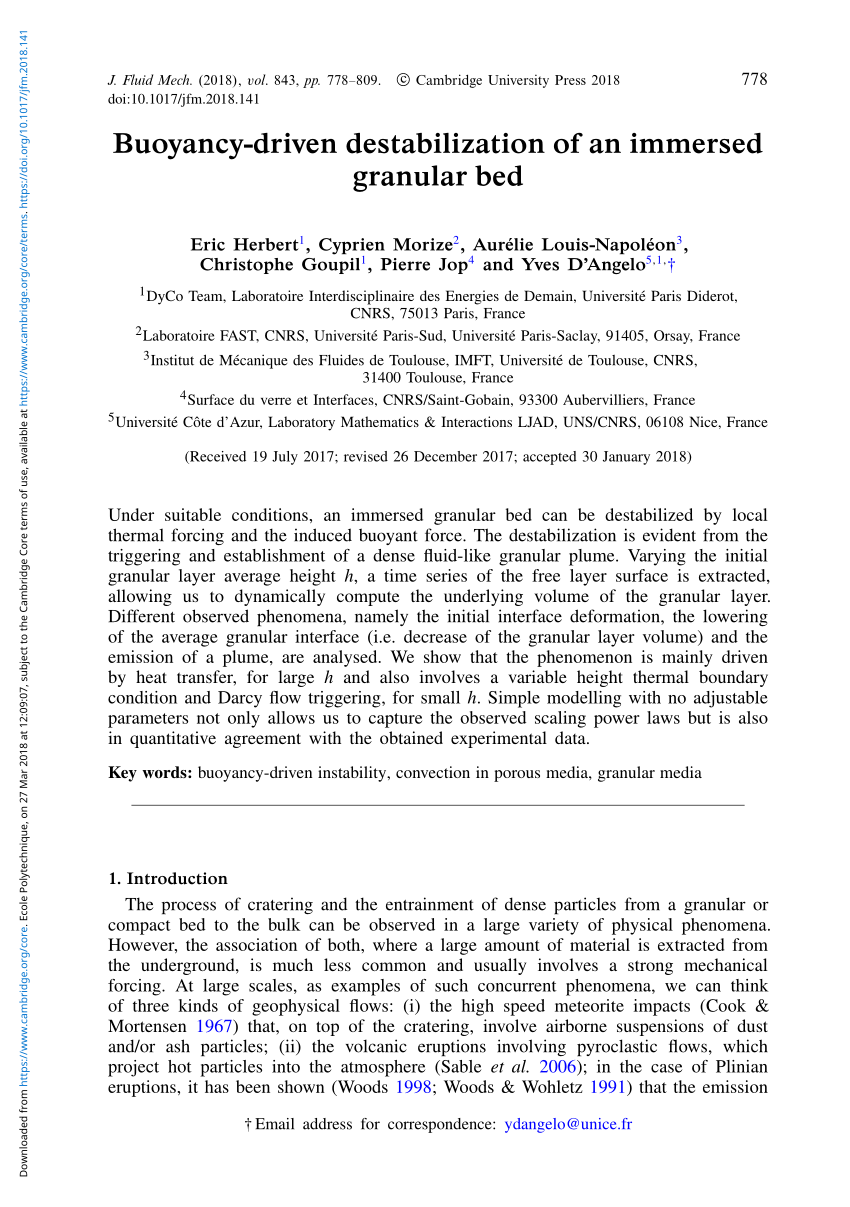 PDF) Buoyancy-driven destabilization of an immersed granular bed